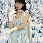 Get trendy with [Rose Island] Icy Snow Feather Dress -  available at Peiliee Shop. Grab yours for $57 today!