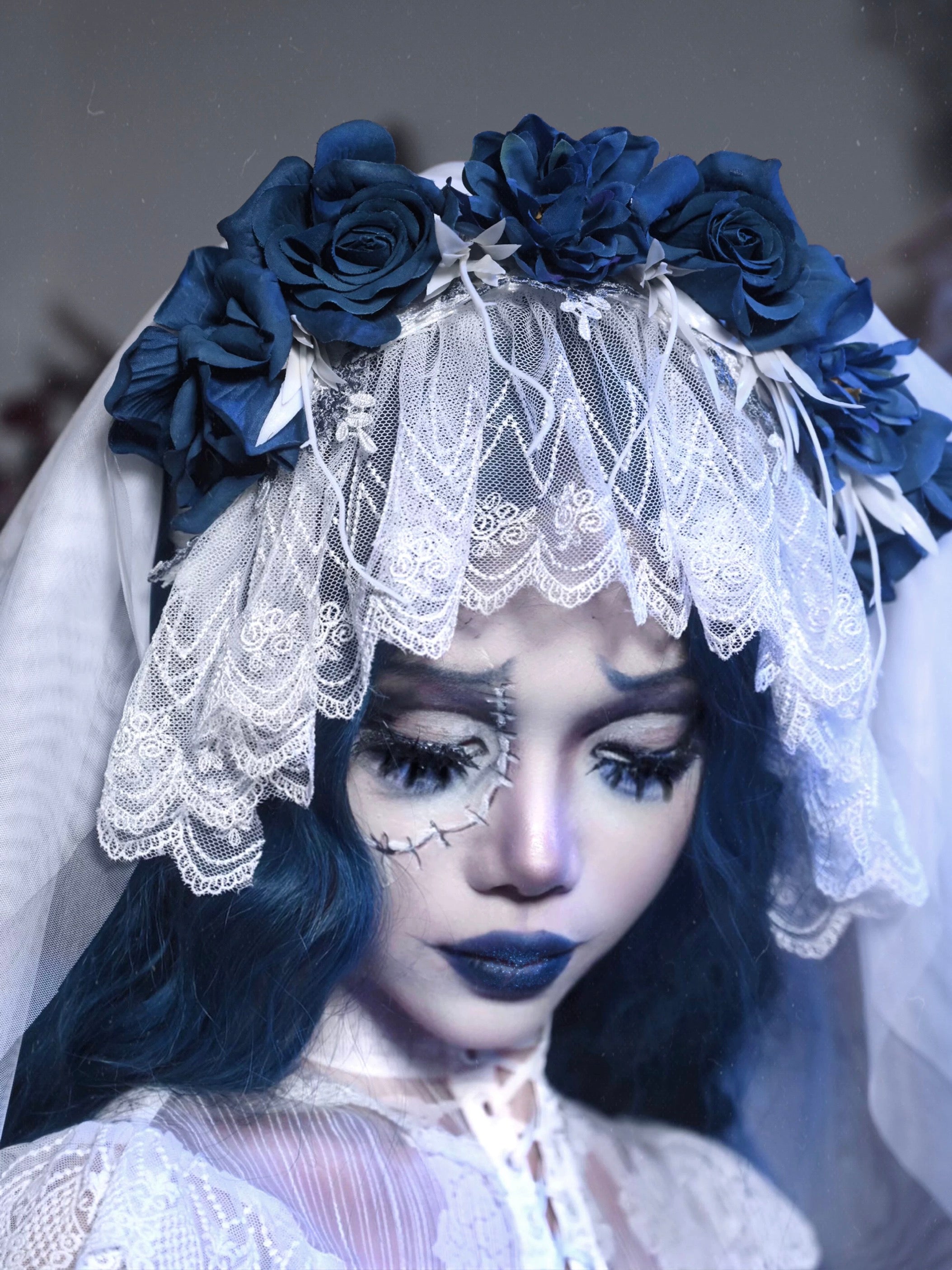 Get trendy with [Blood Supply] Corpse Bride Gothic Rose Veil and Gloves - Crop Top available at Peiliee Shop. Grab yours for $18 today!