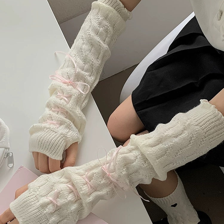 Get trendy with Ballerina Ribbon Gloves Arm Warmer - Gloves available at Peiliee Shop. Grab yours for $8 today!