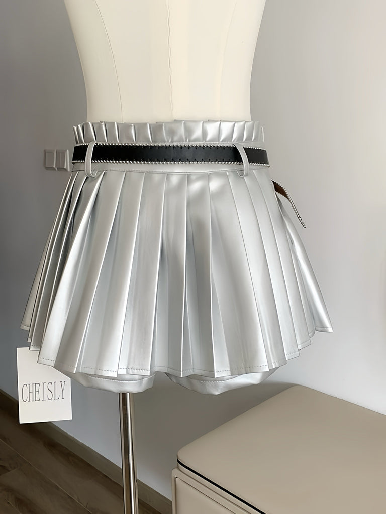Galaxy Girls PU Leather Mini Skirt With Belt - Premium  from Basic - Just $19.90! Shop now at Peiliee Shop