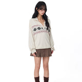 Reabobo Beige Fair Isle Cashmere Blend Sweater