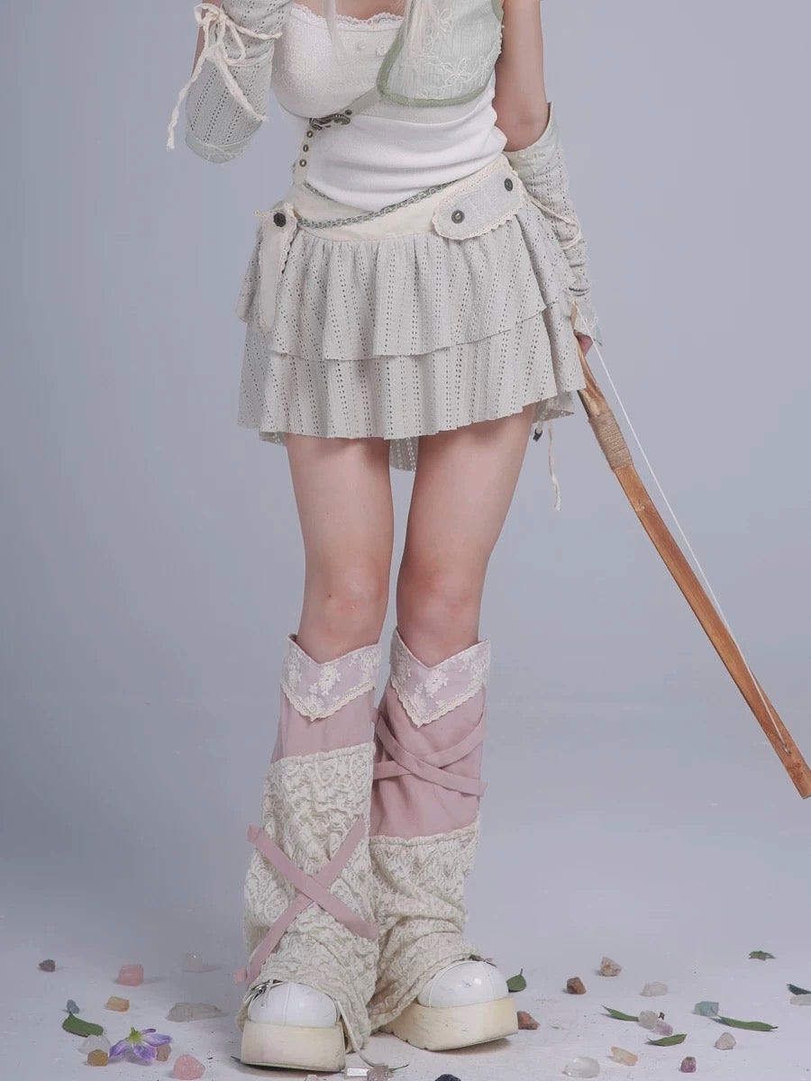 Get trendy with Rose Island AW24 Elf Guardian - Assassin Girl Mini Skirt with knife pocket - Skirt available at Peiliee Shop. Grab yours for $38.60 today!