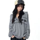 Reabobo Grey Fair Isle Cashmere Blend Sweater