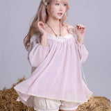 Rose Island For Cassie Glitter Chiffon Babydoll Top