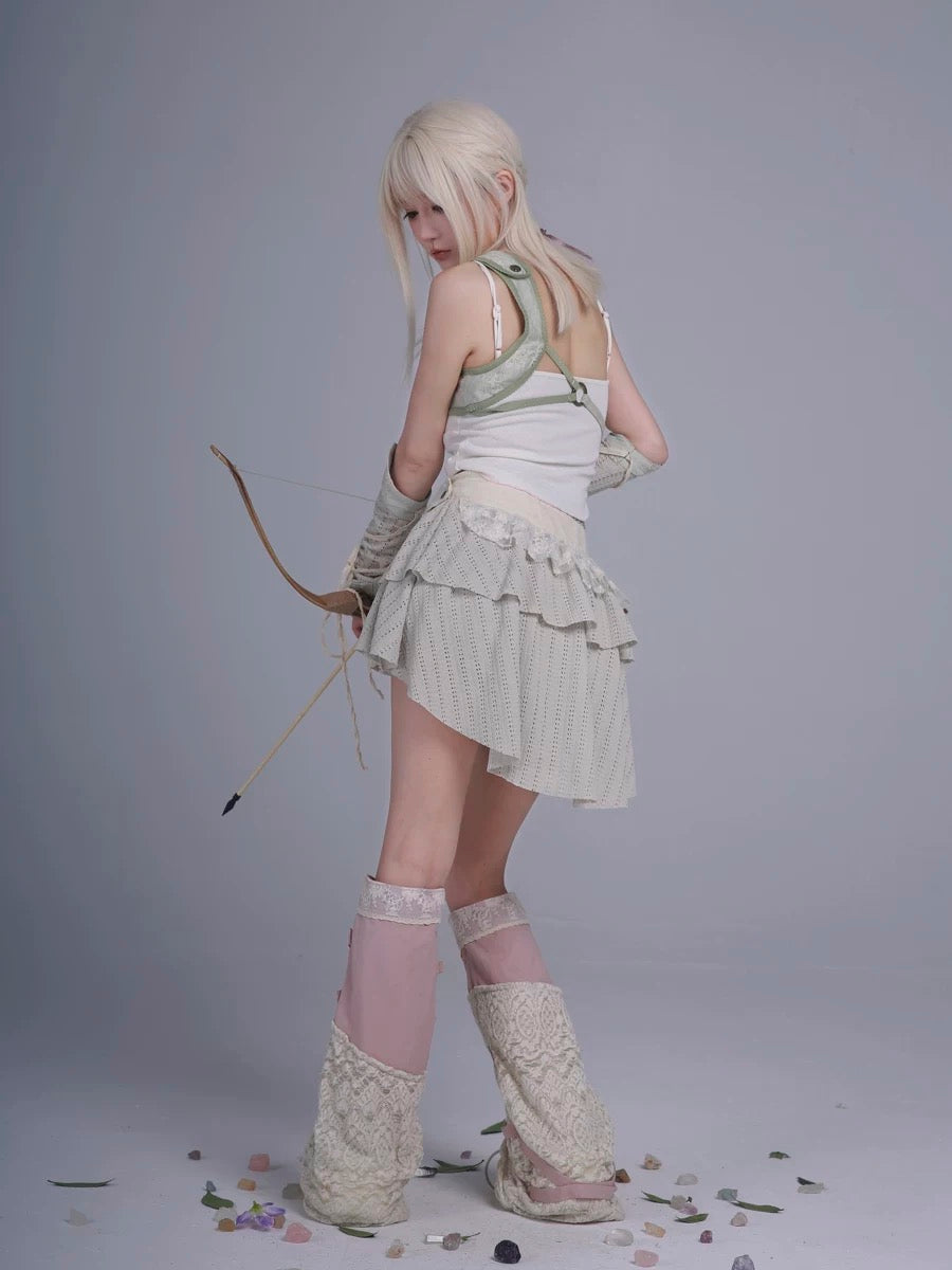 Get trendy with Rose Island AW24 Elf Guardian - Assassin Girl Mini Skirt with knife pocket - Skirt available at Peiliee Shop. Grab yours for $38.60 today!