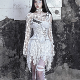 Get trendy with [Blood Supply] Madhouse Distressed Knit Fishnet Top - Shirts & Tops available at Peiliee Shop. Grab yours for $35 today!