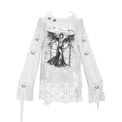 Get trendy with [Blood Supply] Madhouse Distressed Sweatshirt - Shirts & Tops available at Peiliee Shop. Grab yours for $42 today!