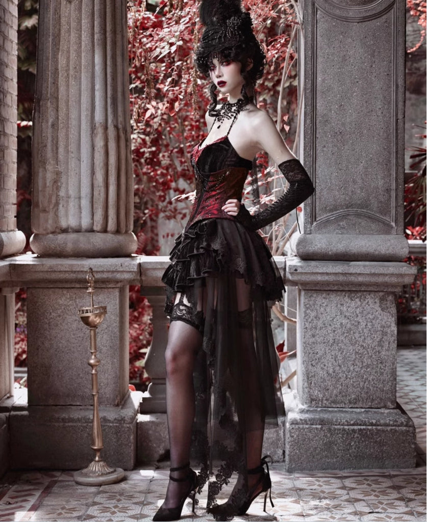 [Blood Supply] Halloween Royal Velvet Court Gothic Dress Set - Premium Clothing from Blood Supply - Just $38! Shop now at Peiliee Shop
