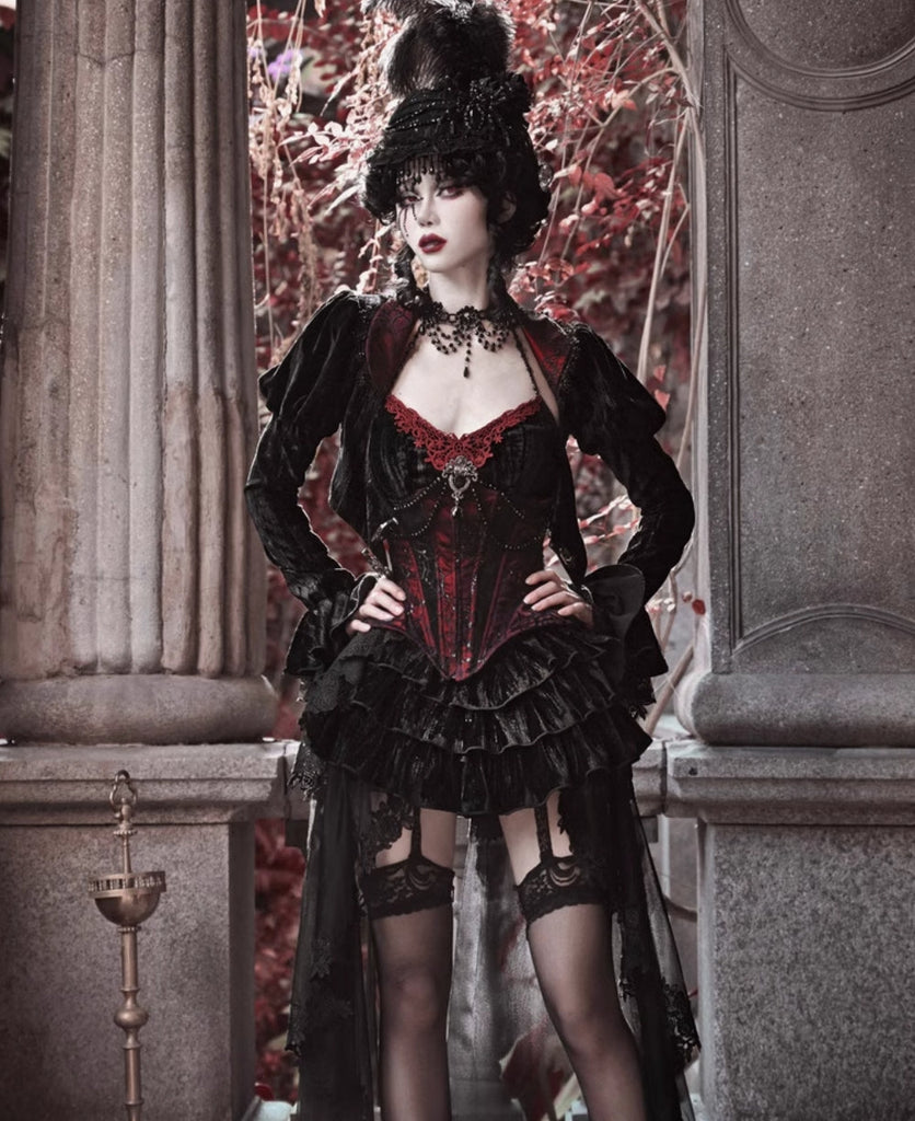[Blood Supply] Halloween Royal Velvet Court Gothic Dress Set - Premium Clothing from Blood Supply - Just $38! Shop now at Peiliee Shop