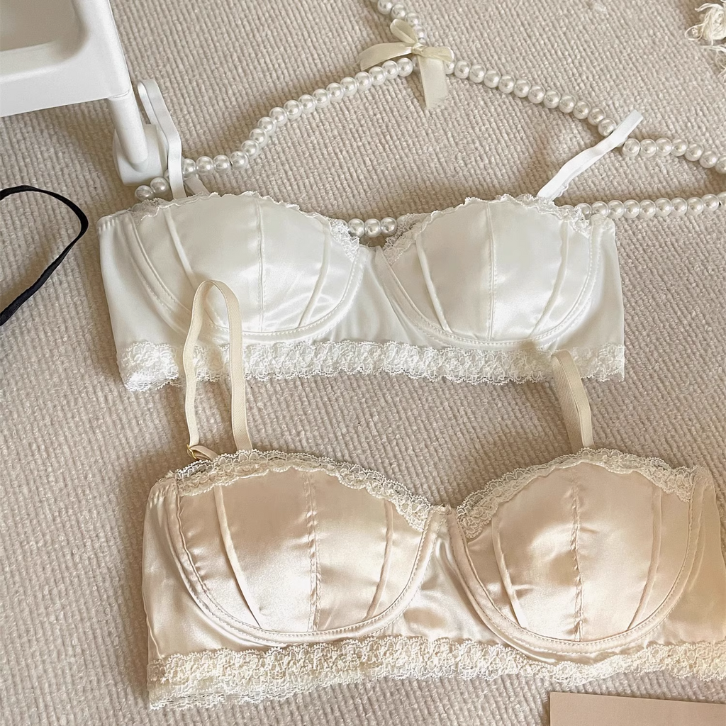 [Basic] Sweet Girl Satin Non-Wired Bra - Premium Lingerie from Basic - Just $16! Shop now at Peiliee Shop