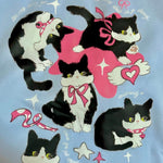 Get trendy with [Rose Candy] Cow Cat Blue Cozy Hoodie - Shirts & Tops available at Peiliee Shop. Grab yours for $33 today!