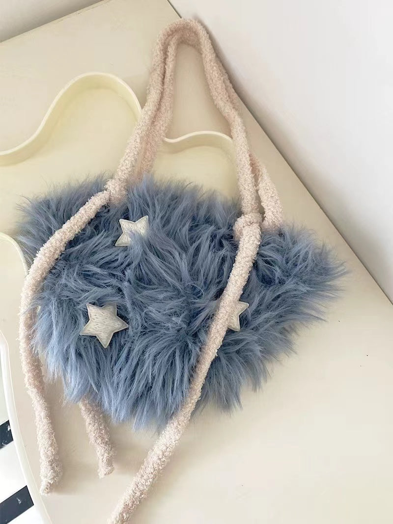 Get trendy with Under the stars faux fur soft girl bag - Bag available at Peiliee Shop. Grab yours for $22 today!