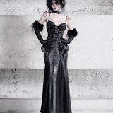 [Blood Supply] Shadow Stalker Gothic Bodycon Cami Dress with Mermaid Hem