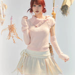 Get trendy with [Rose Island] Fairy Spirit Soft Coquette Dream In Pink Sweater With Arm warmer -  available at Peiliee Shop. Grab yours for $45 today!