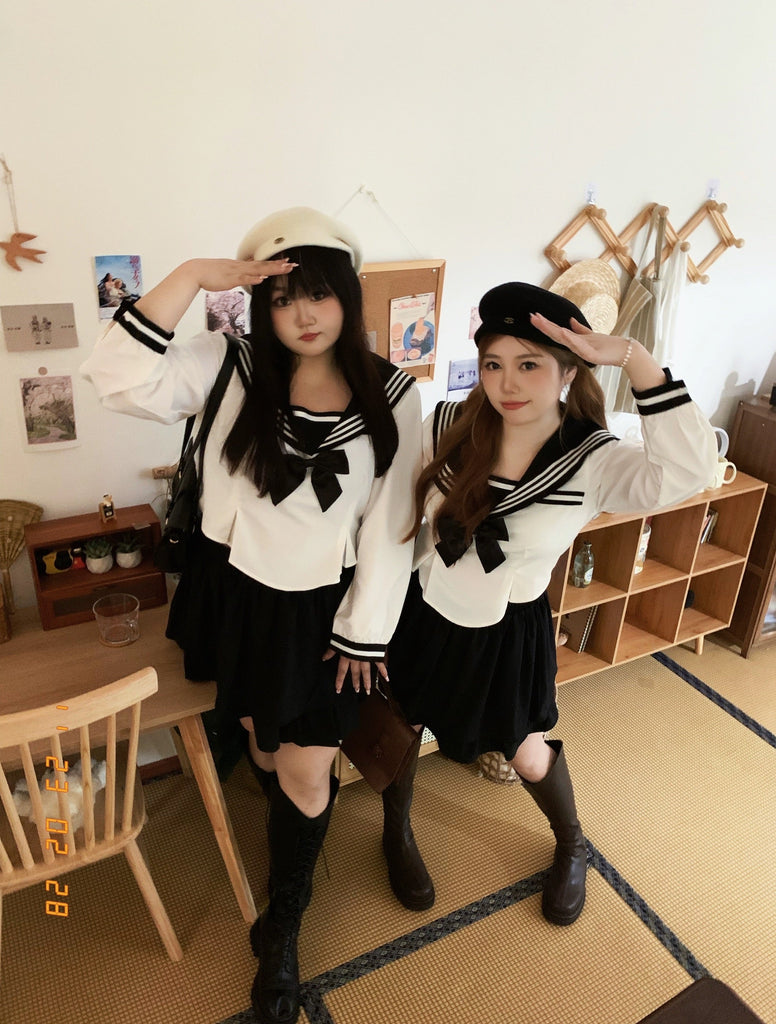 [Curve Beauty] Nautical Sailor Sweet Top(Plus Size 200 lbs) - Premium Dresses from DAJUN - Just $32! Shop now at Peiliee Shop