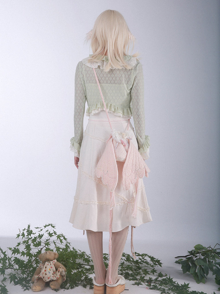 [Rose Island]Textured Wool-Blend Floral Skirt - Premium  from Rose Island - Just $34! Shop now at Peiliee Shop