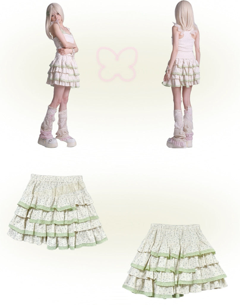Get trendy with [Rose Island] Lil Spring Tinker Bell Crop Top Skirt Set - Dress available at Peiliee Shop. Grab yours for $29 today!