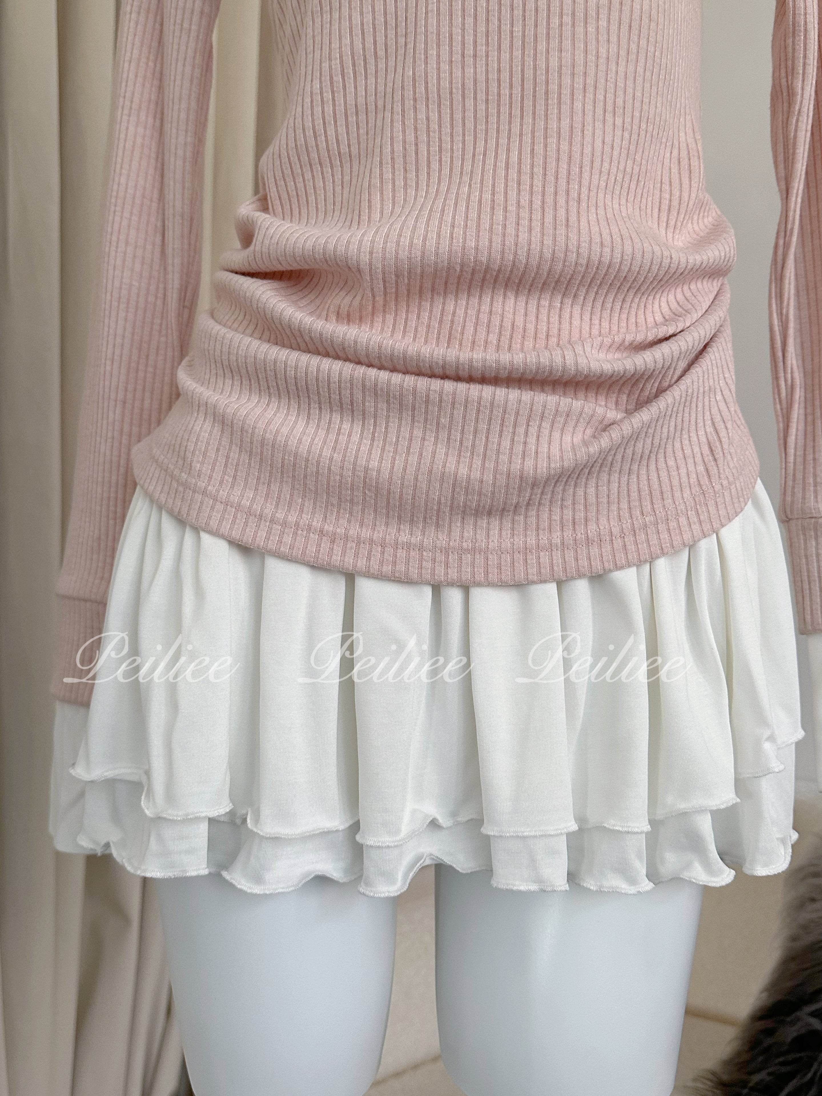 Get trendy with [Peiliee Co-Design] In My Soft Pink Era Knitting 2 in 1 shirt mini dress - Apparel & Accessories available at Peiliee Shop. Grab yours for $45 today!