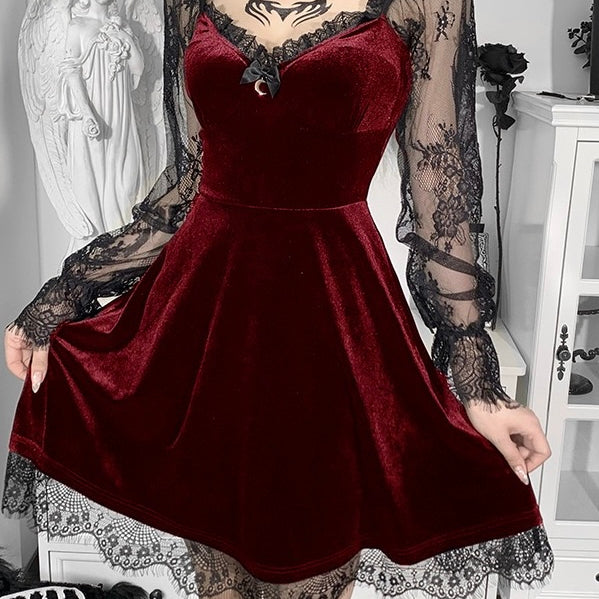 Get trendy with My Gothic Soul Lace Mini Dress -  available at Peiliee Shop. Grab yours for $25 today!