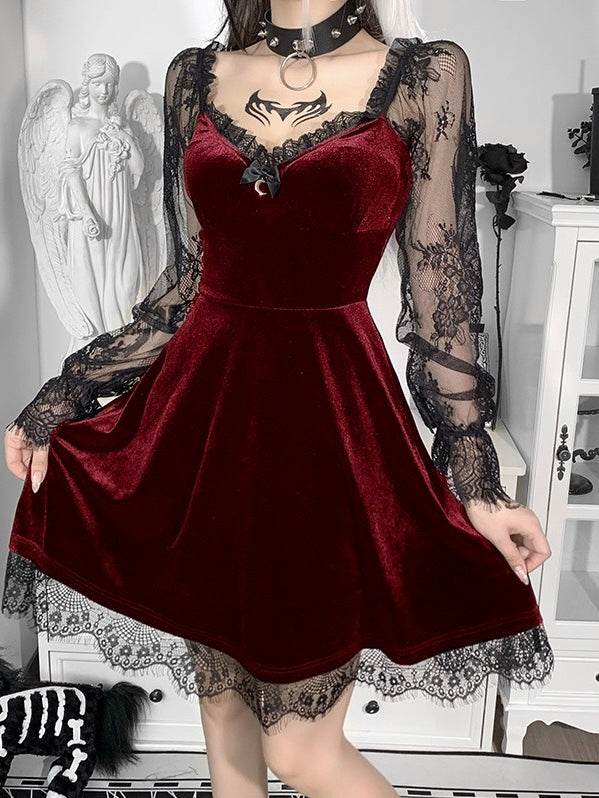 Get trendy with My Gothic Soul Lace Mini Dress -  available at Peiliee Shop. Grab yours for $25 today!