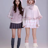 Evil Tooth Shibuya Kitty Pink Leopard Faux Fur Knit Hoodie