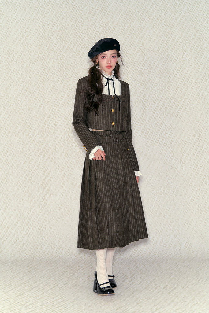 [Underpress] Vintage Collegiate Shirt and Long Skirt Set - Premium  from Underpress - Just $109! Shop now at Peiliee Shop