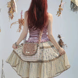 Rose Island Deer collection fawn pattern print cross body shoulder bag on model - back side