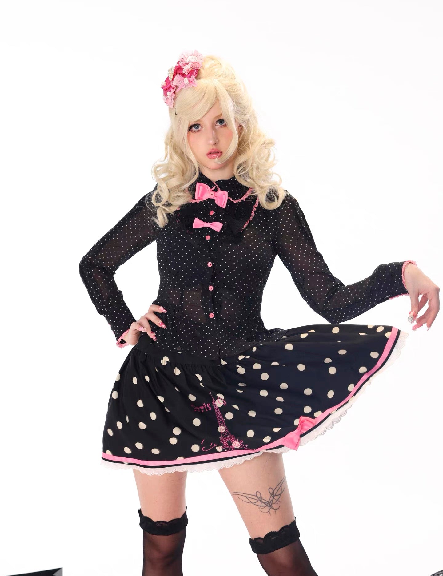Evil Tooth Paris Girl Polka Dot Mini Skirt
