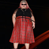 Get trendy with [Curve Beauty] Red Punk Plaid Skirt - Curve available at Peiliee Shop. Grab yours for $54 today!