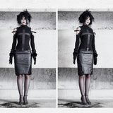 [Blood Supply] Shadow Stalker Gothic PU Leather A-line Skirt