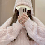 Get trendy with Soft Pink Age Wool Blended Sweater Hoodie - Sweater available at Peiliee Shop. Grab yours for $9 today!