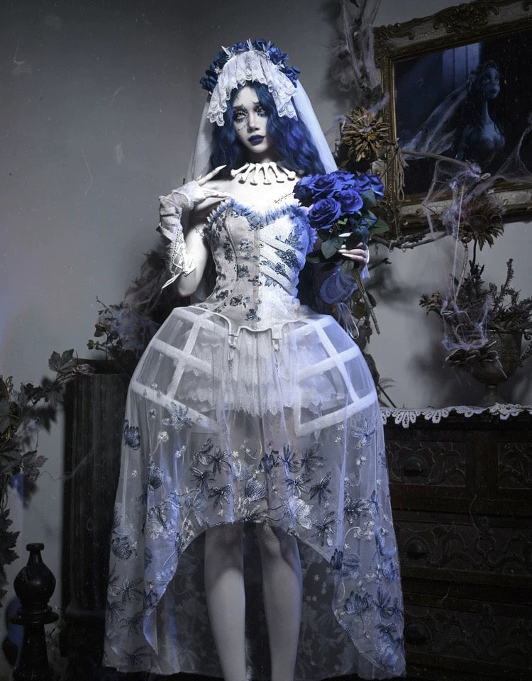 Get trendy with [Blood Supply] Corpse Bride Halloween Gothic Corset Top with petticoats - Crop Top available at Peiliee Shop. Grab yours for $49.90 today!