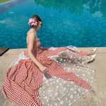 Get trendy with [SPOII UNOSA] Garden Dress Gingham Midi Dress Gown -  available at Peiliee Shop. Grab yours for $72 today!