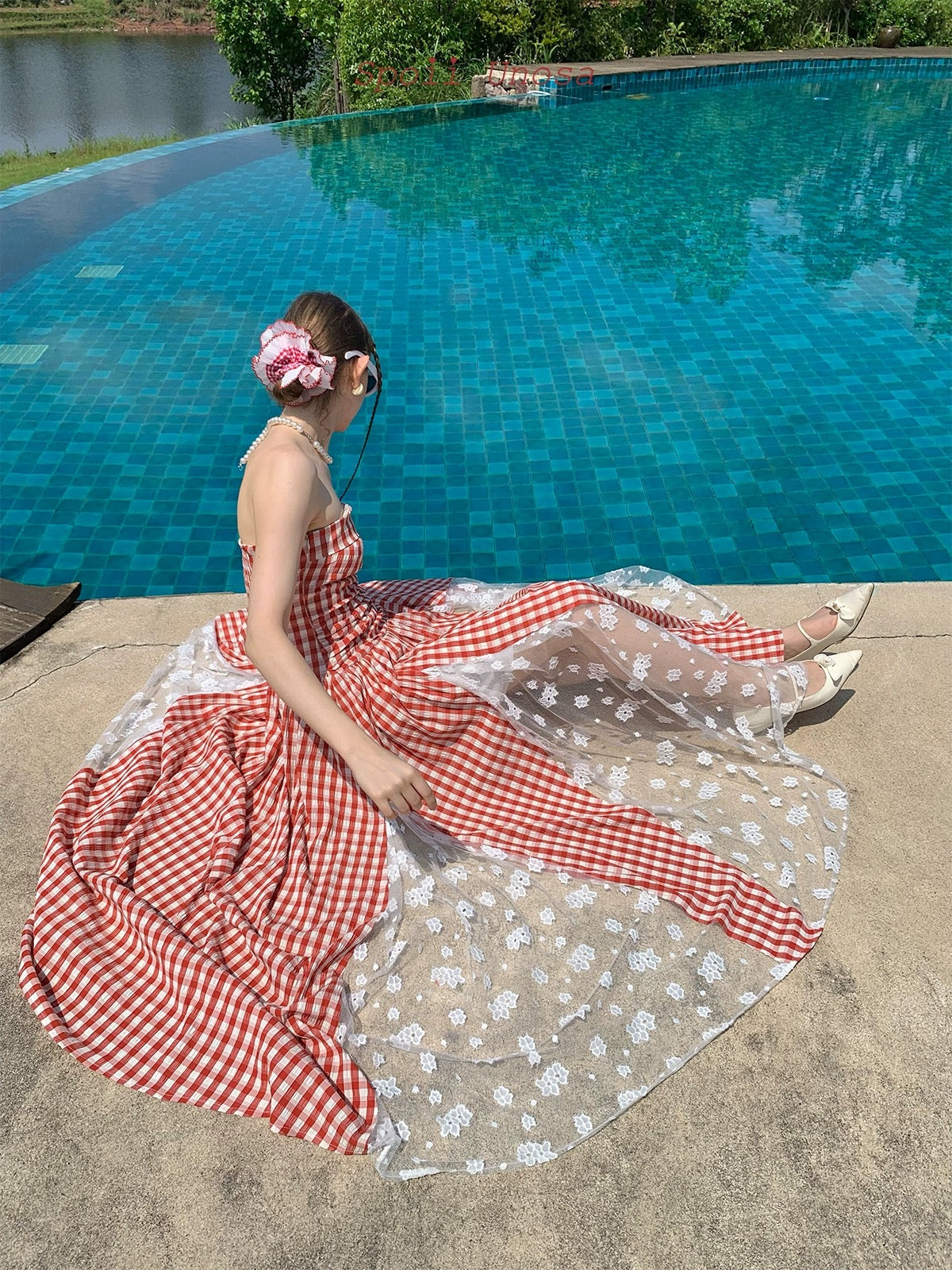 Get trendy with [SPOII UNOSA] Garden Dress Gingham Midi Dress Gown -  available at Peiliee Shop. Grab yours for $72 today!