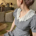 Get trendy with French Doll Gingham Vintage Mini Dress - Dresses available at Peiliee Shop. Grab yours for $34.80 today!