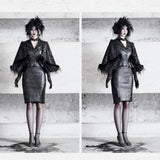 [Blood Supply] Shadow Stalker Gothic Faux Fur Cape Coat PU Leather