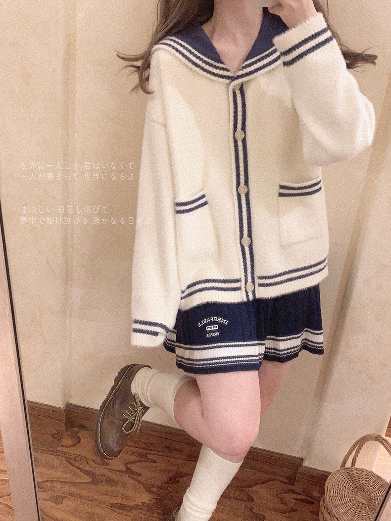 Get trendy with [Faux Fur] Sailor Girl’s Warmer Cardigan - Sweater available at Peiliee Shop. Grab yours for $29.90 today!