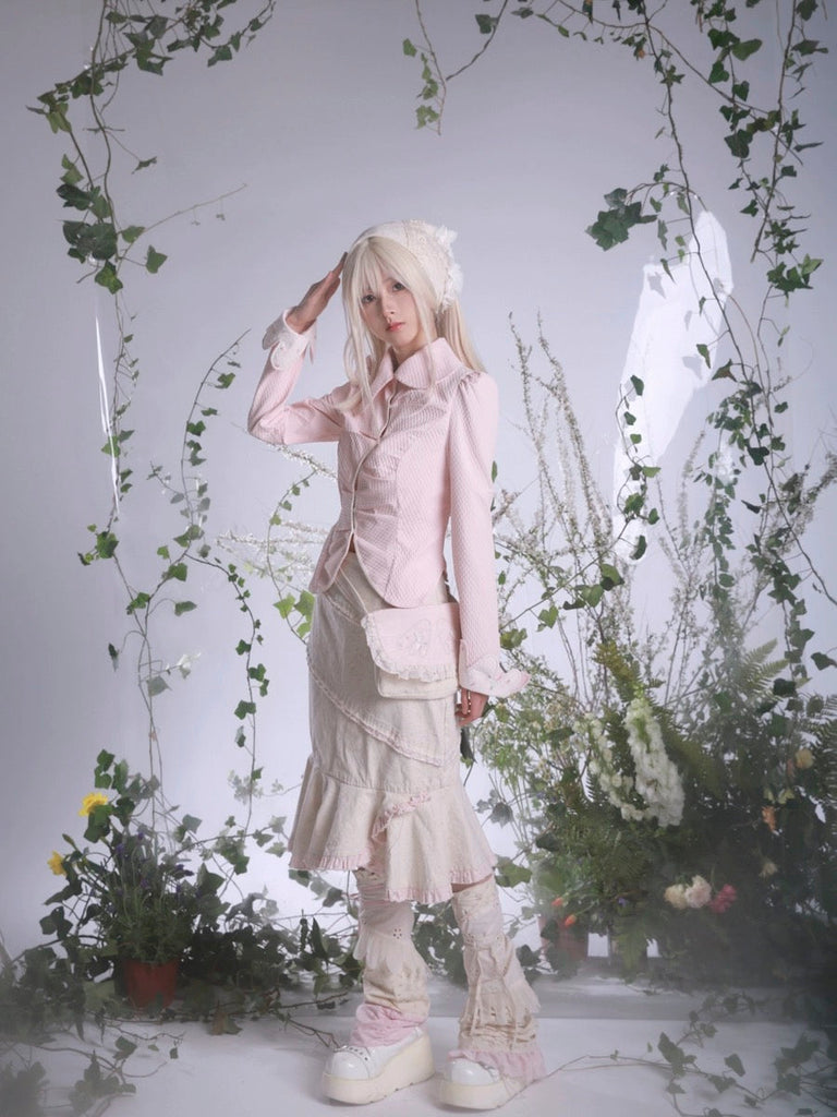 Get trendy with [Rose Island] Cottage Garden Soft Pink Fairy Core Cardigan Top -  available at Peiliee Shop. Grab yours for $56 today!