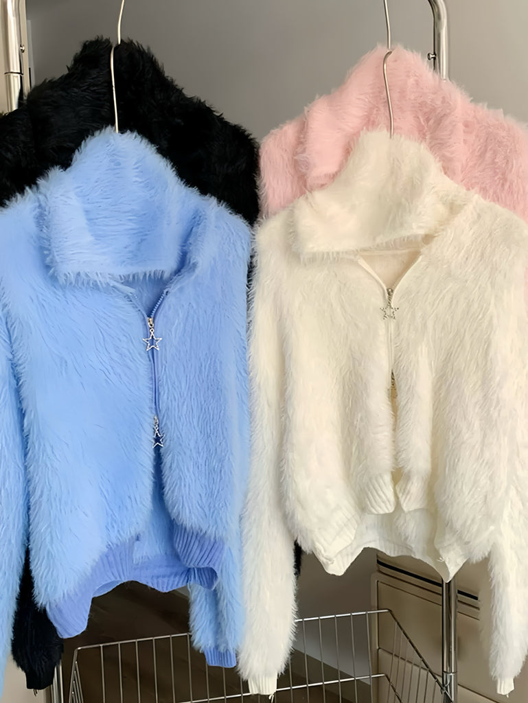 Galaxy Girls Faux Fur zip hoodie with hat - Premium  from Basic - Just $22! Shop now at Peiliee Shop