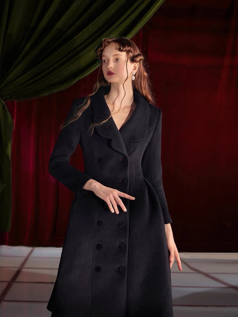[UNOSA] Vintage Black Velvet Coat Dress - Premium  from UNOSA - Just $140! Shop now at Peiliee Shop