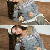 MineBeThyVers Winter Tale Fair Isle Faux Fur Sweater Hoodie