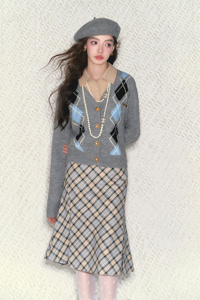[Underpass]French Elegance Plaid Midi Skirt - Premium  from Under Pass Original - Just $46! Shop now at Peiliee Shop