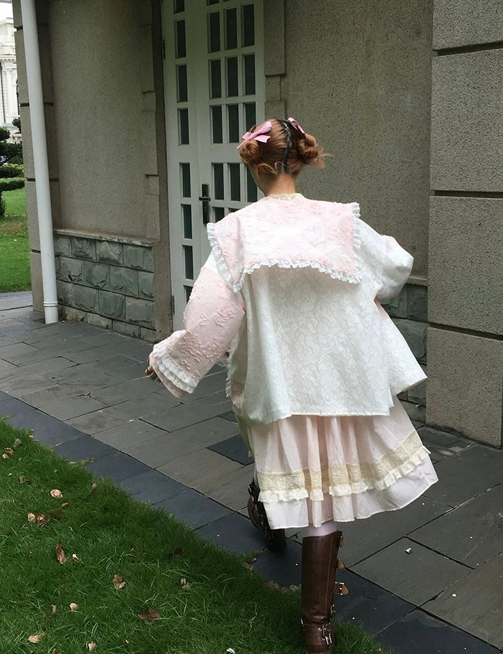 August Unicorn Pink Lace Oversized Sailor Girl Outer