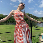 Get trendy with [SPOII UNOSA] Garden Dress Gingham Midi Dress Gown -  available at Peiliee Shop. Grab yours for $72 today!