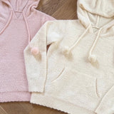 Riberry Fluffy Pom Pom Fleece Hoodie Sweater