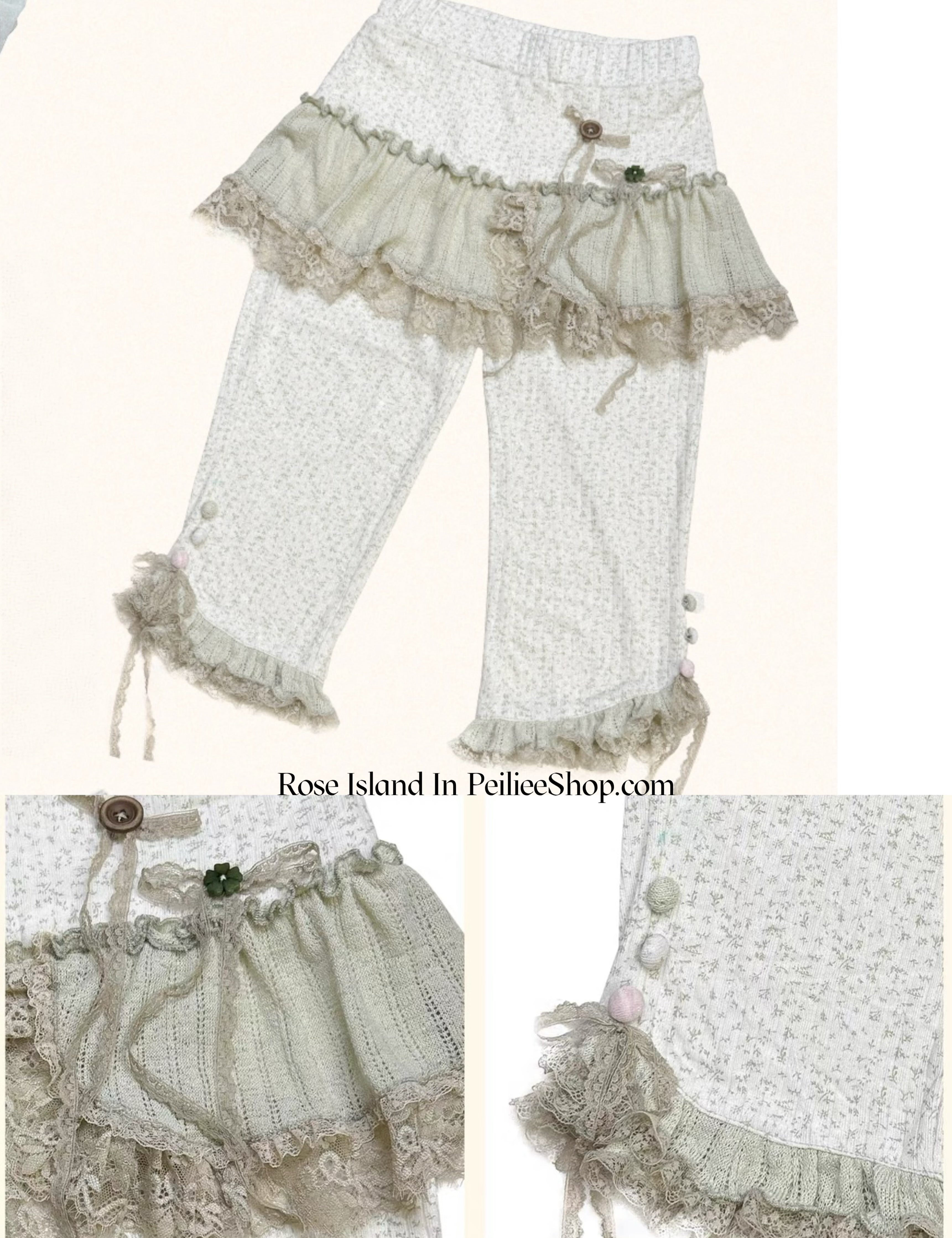Rose Island Moss Garden Skirt-on Capri Pants Shorts