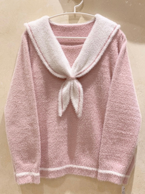 Get trendy with [Faux Fur] Pink Sailor School Girls Warm Sweater - Sweater available at Peiliee Shop. Grab yours for $26.80 today!