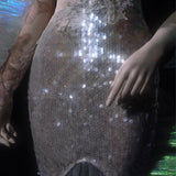 [Blood Supply] Silver Song Of Siren Mermaid Illusion Halter Maxi Dress