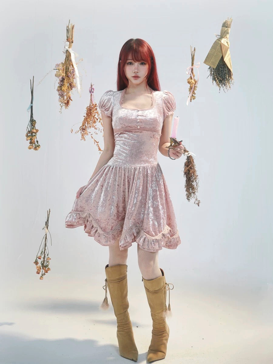 Get trendy with [Rose Island] Soft Pink Fairy Spirit Velvet Princess Dress -  available at Peiliee Shop. Grab yours for $54 today!