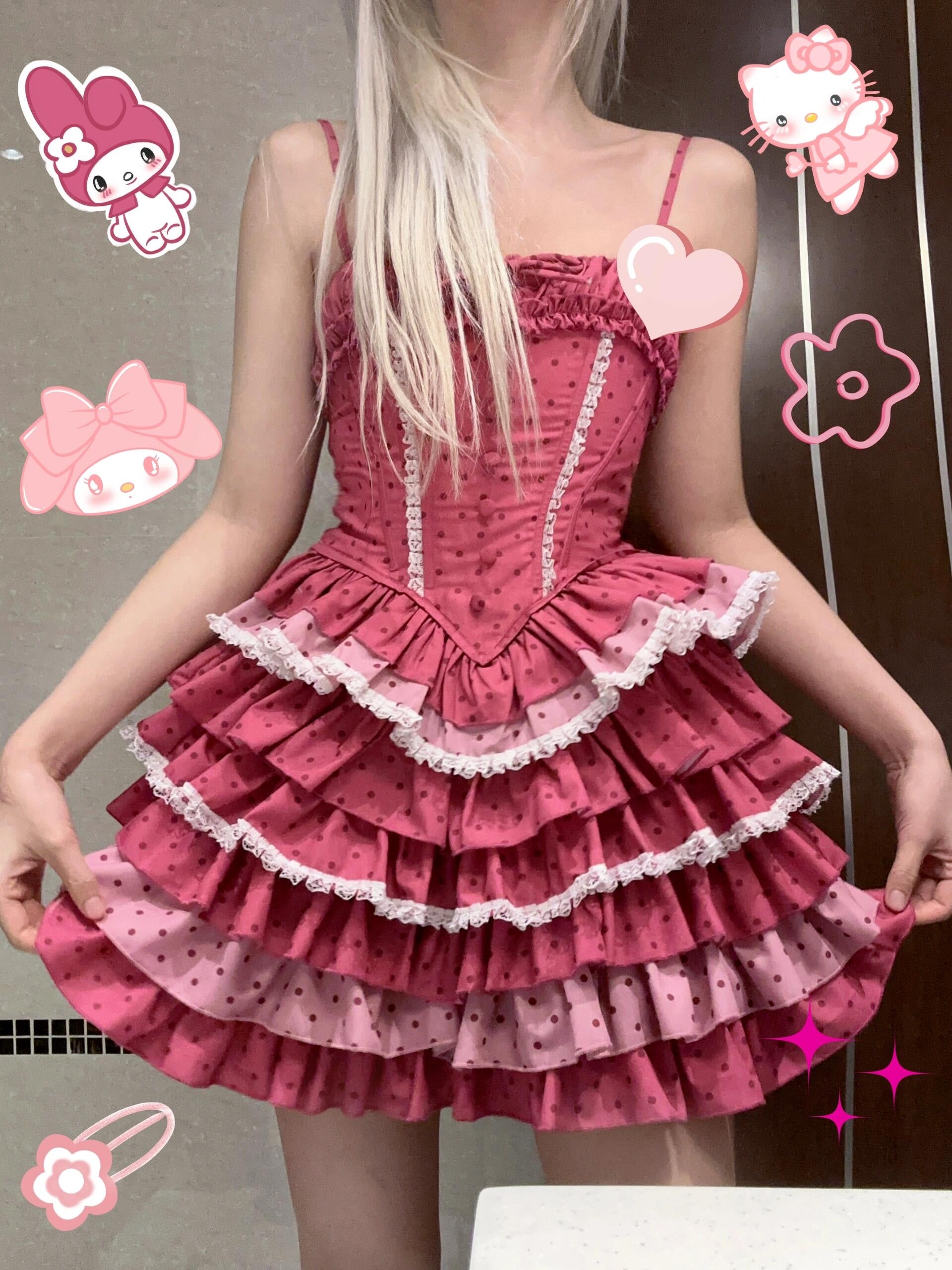 Get trendy with Christmas Respberry Pie Lolita Fashion Mini Dress - Dresses available at Peiliee Shop. Grab yours for $69 today!